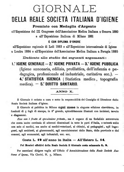 Giornale della Società italiana d'igiene