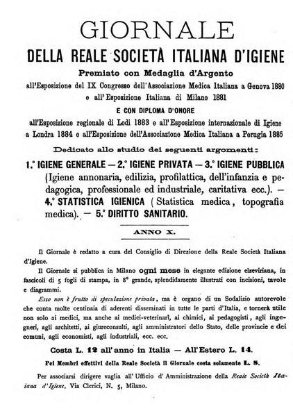 Giornale della Società italiana d'igiene