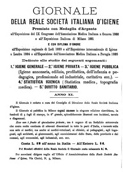 Giornale della Società italiana d'igiene