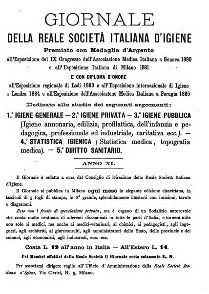 Giornale della Società italiana d'igiene