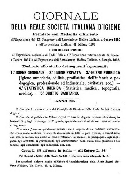 Giornale della Società italiana d'igiene