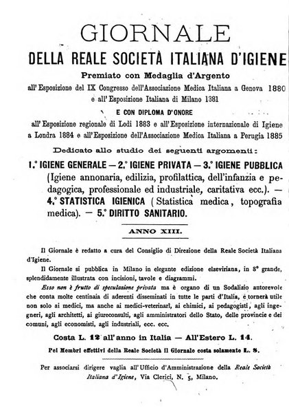 Giornale della Società italiana d'igiene