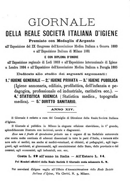 Giornale della Società italiana d'igiene