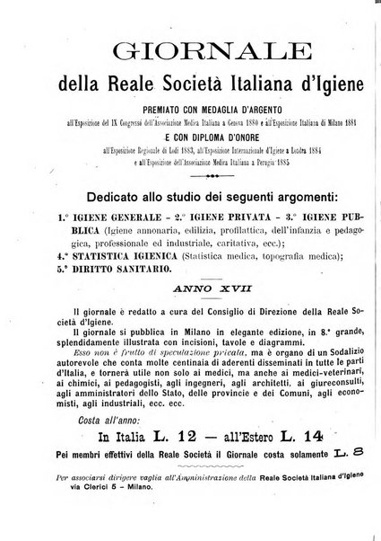 Giornale della Società italiana d'igiene