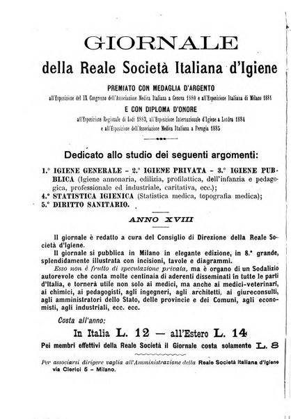 Giornale della Società italiana d'igiene