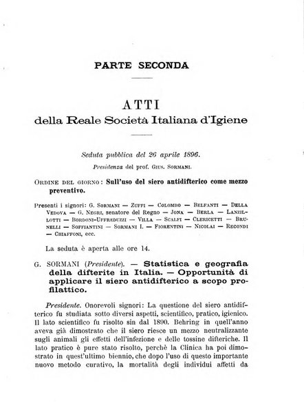 Giornale della Società italiana d'igiene