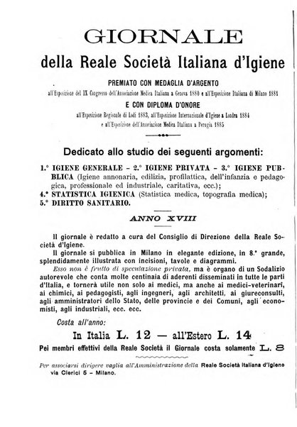 Giornale della Società italiana d'igiene