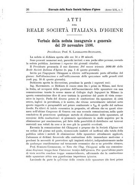 Giornale della Società italiana d'igiene