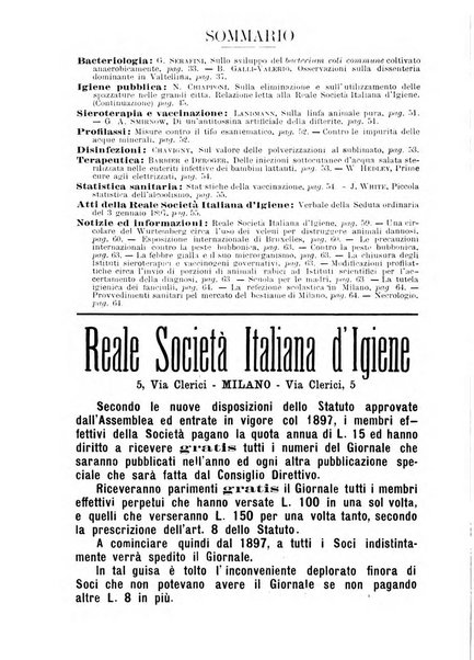 Giornale della Società italiana d'igiene