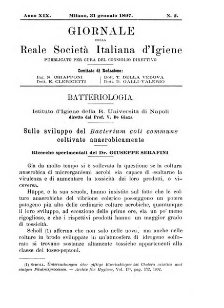 Giornale della Società italiana d'igiene