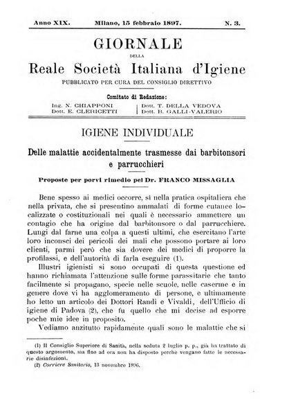 Giornale della Società italiana d'igiene