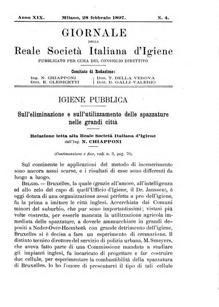 Giornale della Società italiana d'igiene