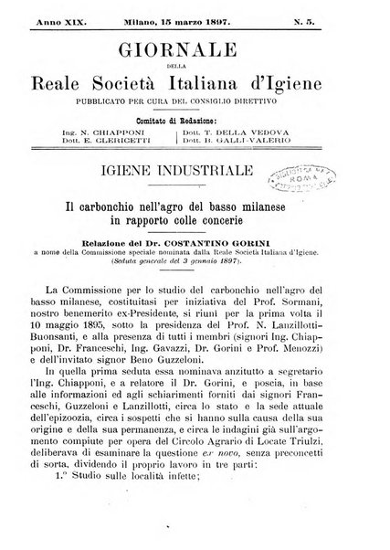 Giornale della Società italiana d'igiene