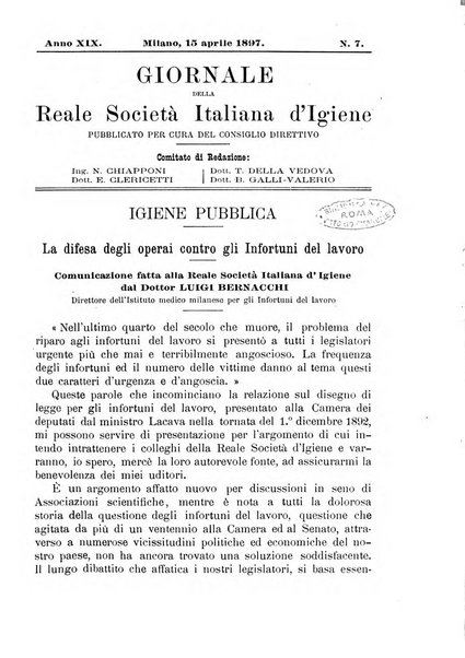 Giornale della Società italiana d'igiene