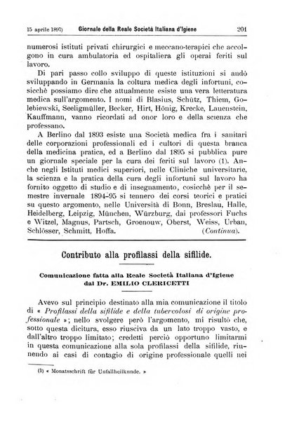 Giornale della Società italiana d'igiene