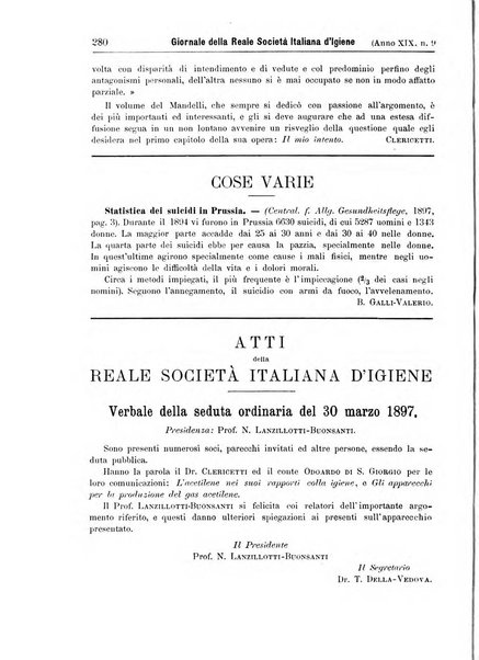 Giornale della Società italiana d'igiene