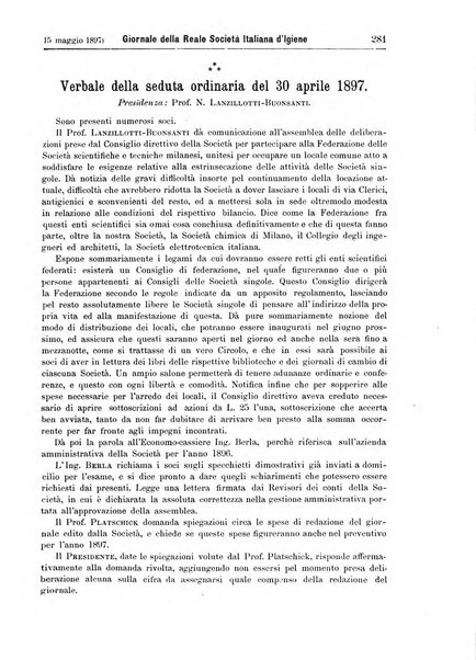 Giornale della Società italiana d'igiene