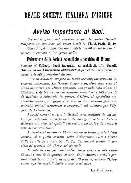 Giornale della Società italiana d'igiene