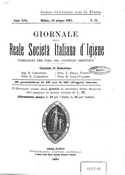 Giornale della Società italiana d'igiene