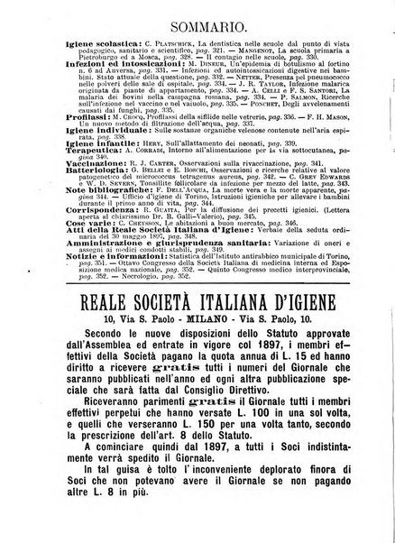 Giornale della Società italiana d'igiene