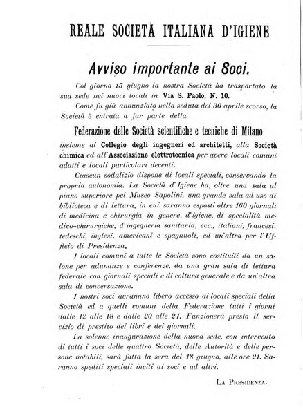 Giornale della Società italiana d'igiene