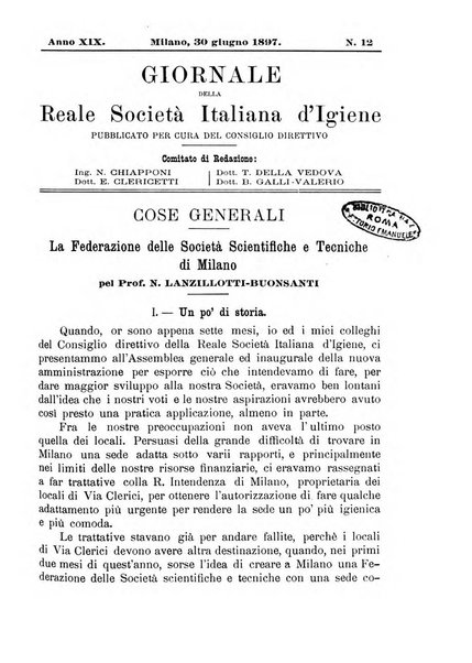 Giornale della Società italiana d'igiene