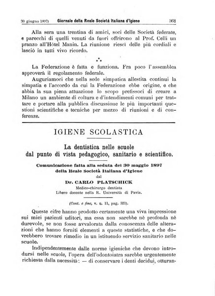 Giornale della Società italiana d'igiene