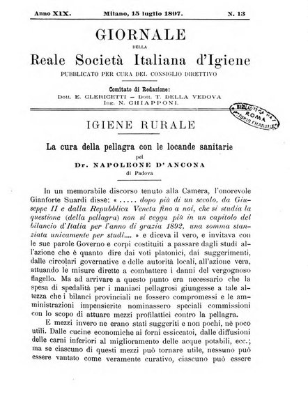 Giornale della Società italiana d'igiene