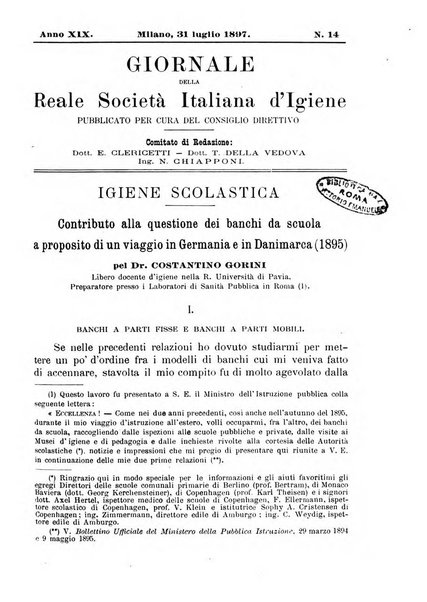 Giornale della Società italiana d'igiene