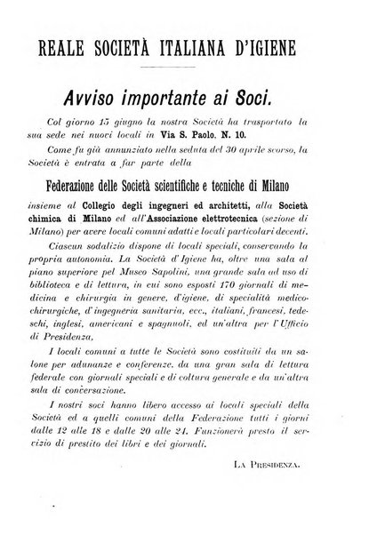 Giornale della Società italiana d'igiene