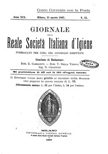 Giornale della Società italiana d'igiene