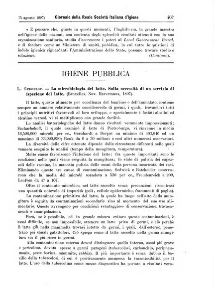 Giornale della Società italiana d'igiene