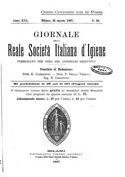 Giornale della Società italiana d'igiene