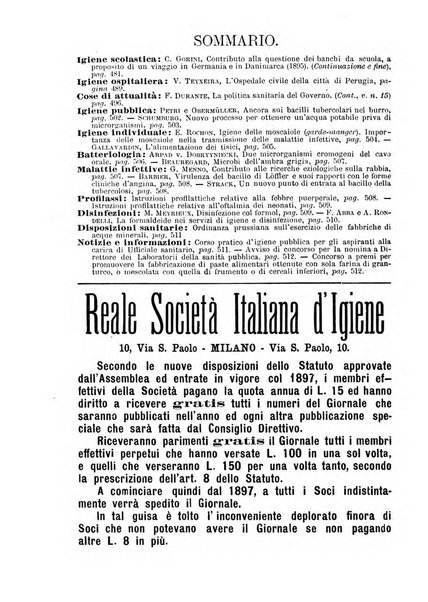 Giornale della Società italiana d'igiene