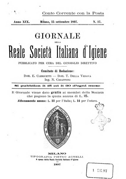 Giornale della Società italiana d'igiene