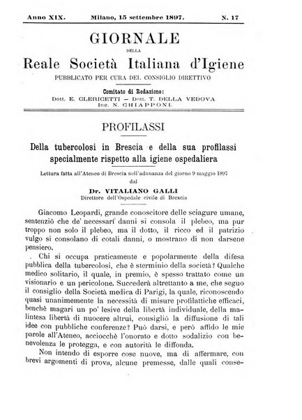 Giornale della Società italiana d'igiene