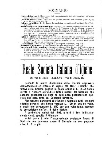 Giornale della Società italiana d'igiene