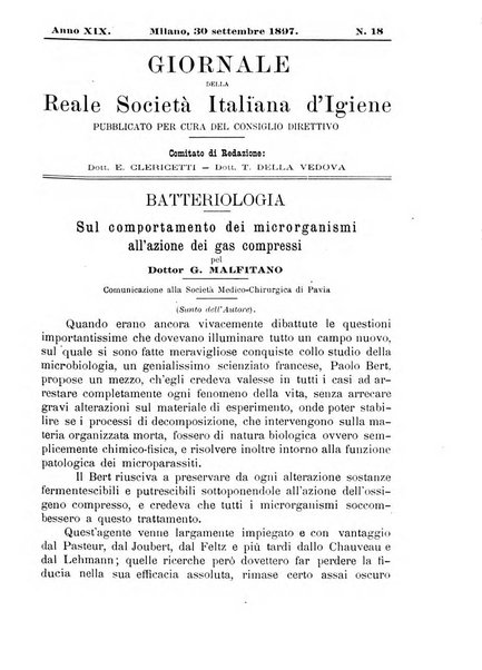 Giornale della Società italiana d'igiene