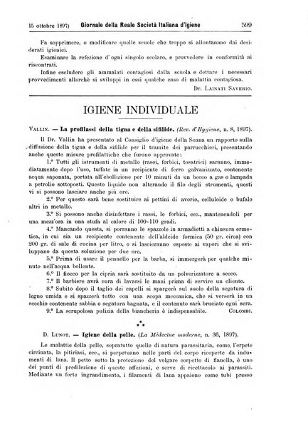 Giornale della Società italiana d'igiene