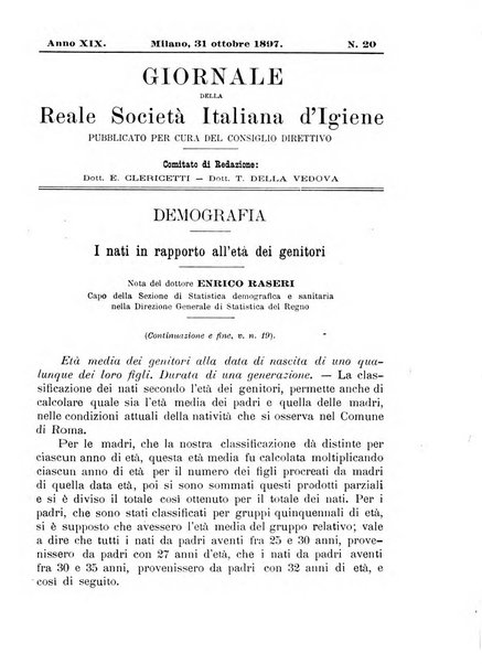 Giornale della Società italiana d'igiene