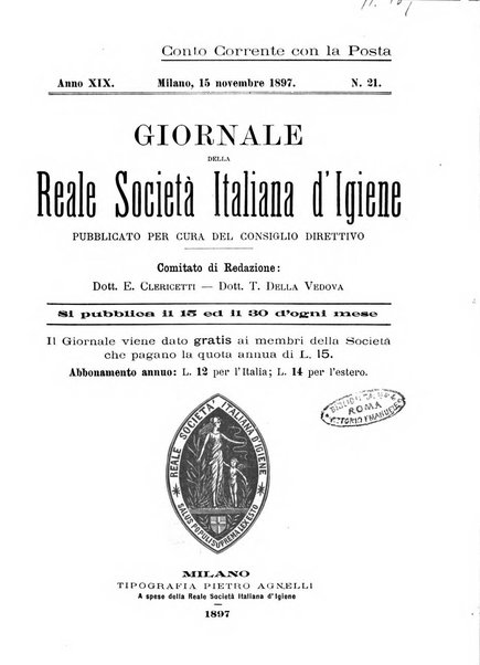 Giornale della Società italiana d'igiene