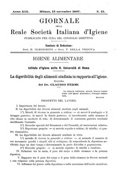 Giornale della Società italiana d'igiene