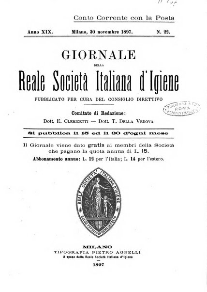 Giornale della Società italiana d'igiene