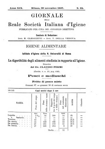 Giornale della Società italiana d'igiene