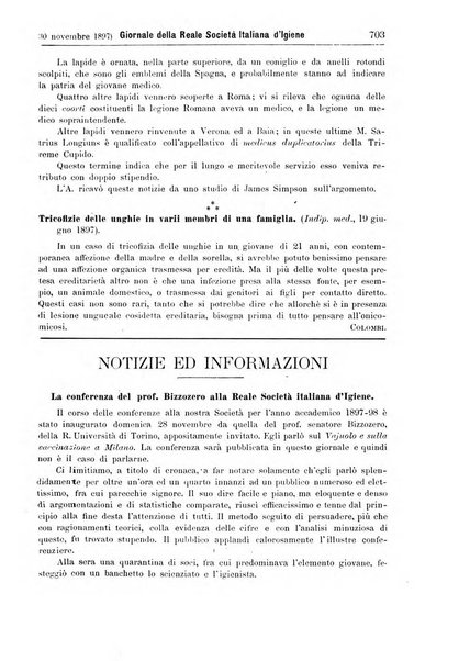 Giornale della Società italiana d'igiene