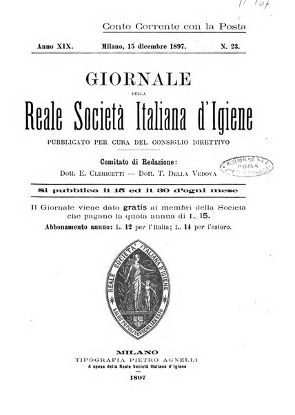 Giornale della Società italiana d'igiene