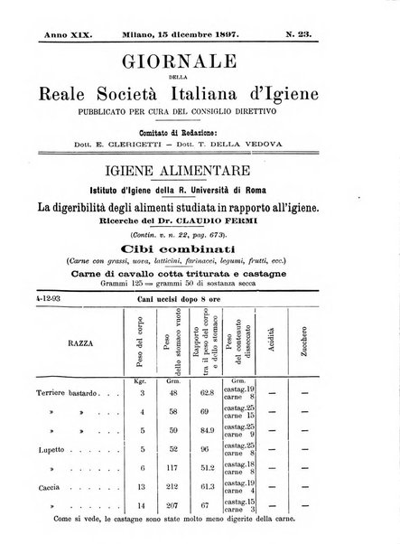 Giornale della Società italiana d'igiene