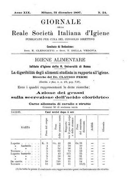 Giornale della Società italiana d'igiene