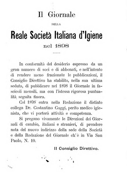 Giornale della Società italiana d'igiene