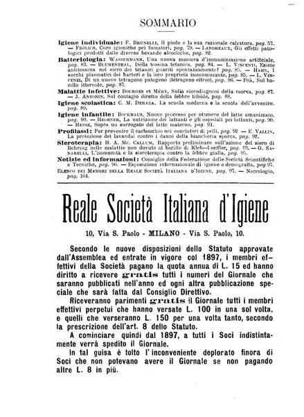 Giornale della Società italiana d'igiene